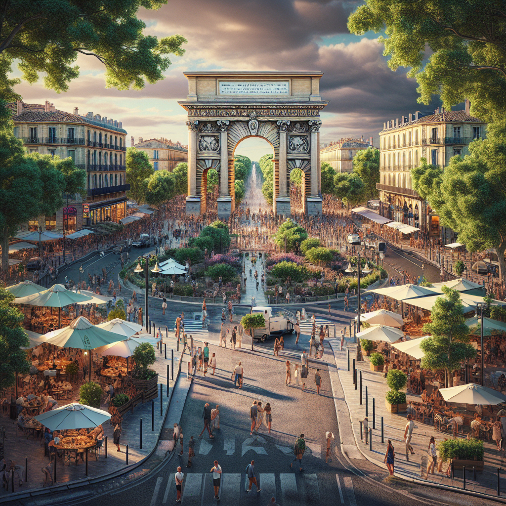 "🌿 Découvrez le charme de la Promenade du Peyrou à Montpellier 🏛️ : entre l'arc de triomphe et les dimanches animés !"