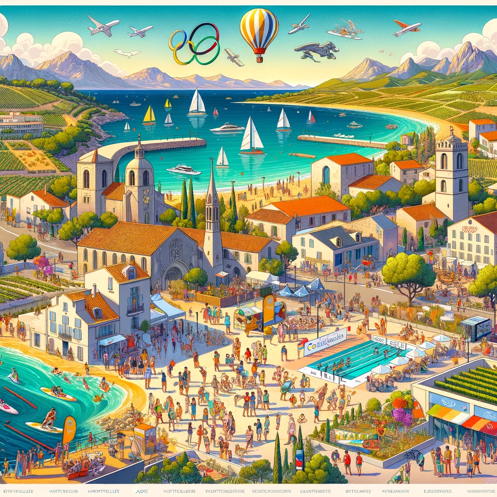 Occitanie region's vibrant preparations for the 2024 Olympics.diverse landscapes of Occitanie