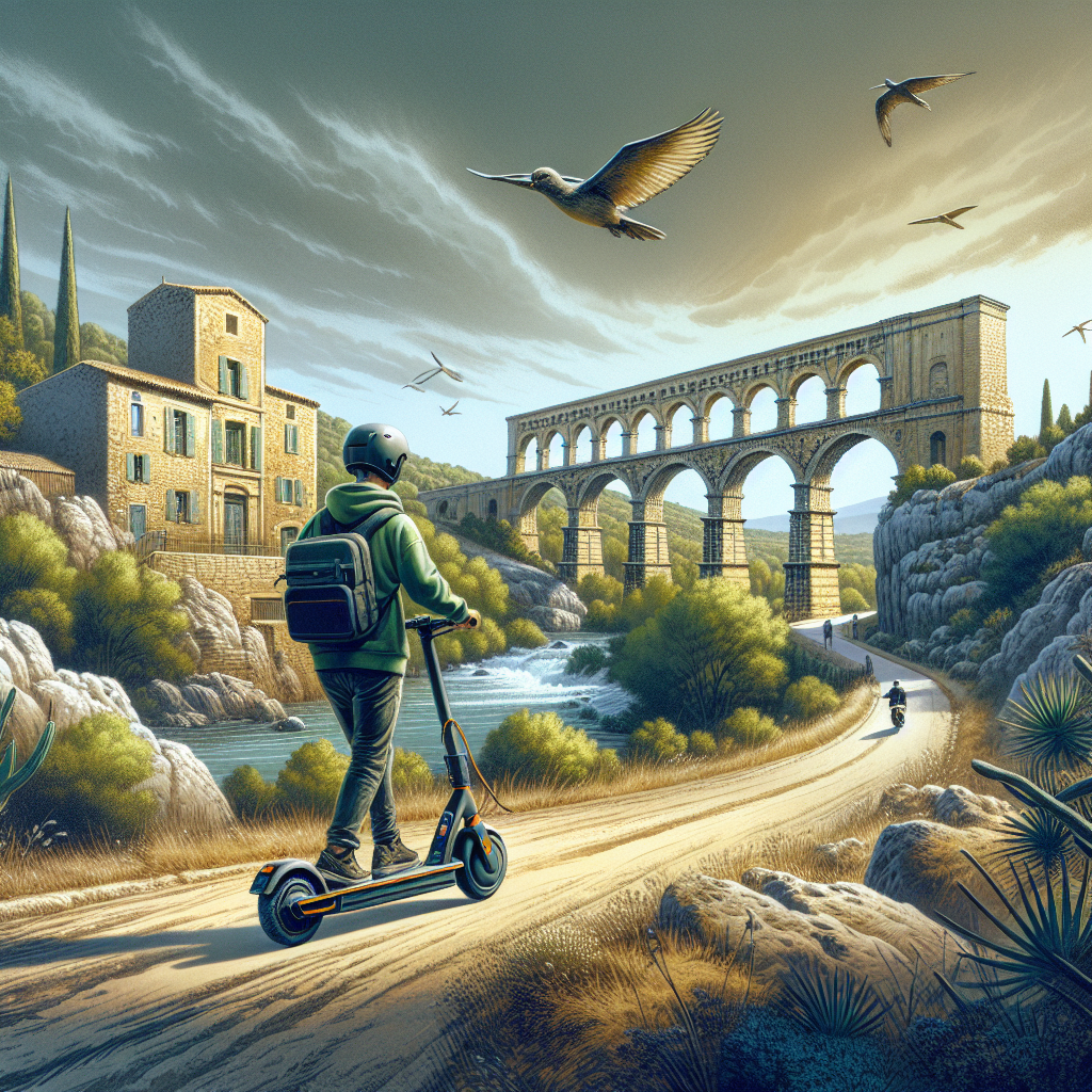 🛴✨ Découvrez Lunel : Balade Électrisante au Pont Romain !