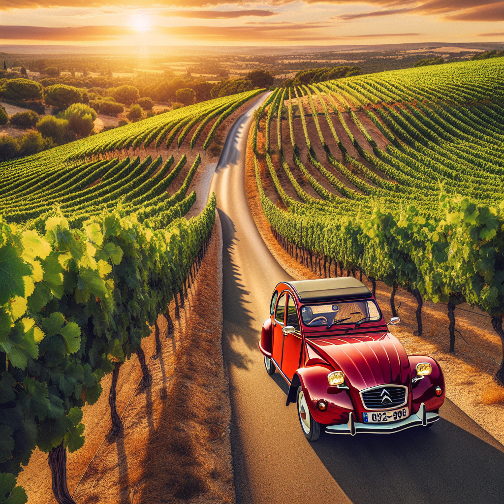 🍷🚗 Évasion Gourmande : Balade en 2 CV à Travers les Vignobles de Montpellier ! 🌿